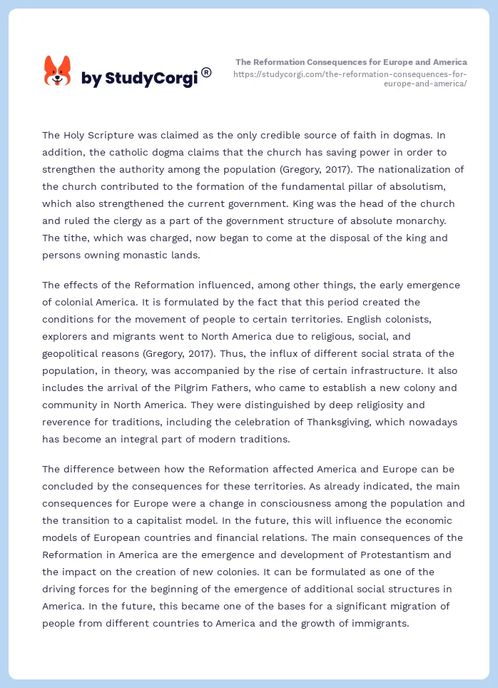 The Reformation Consequences for Europe and America. Page 2