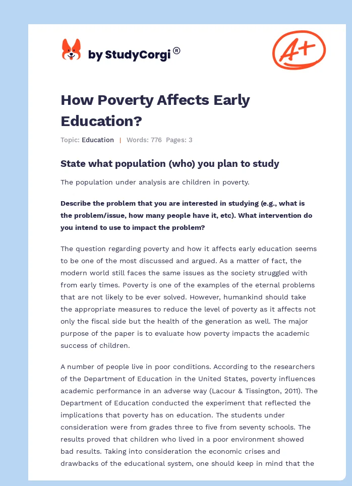 How Poverty Affects Early Education?. Page 1
