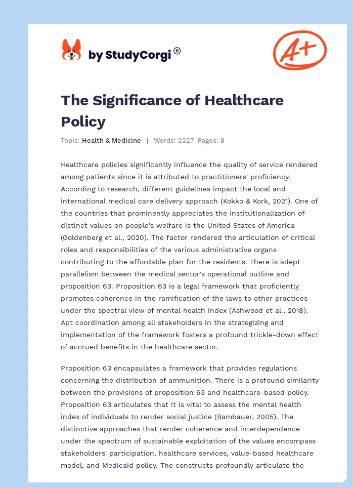 The Significance of Healthcare Policy. Page 1