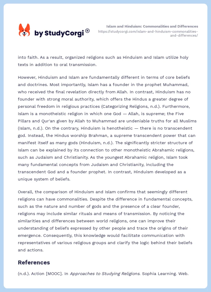 Islam and Hinduism: Commonalities and Differences. Page 2