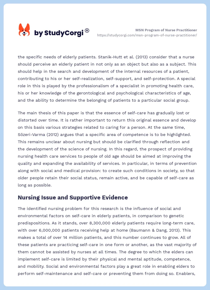MSN Program of Nurse Practitioner. Page 2