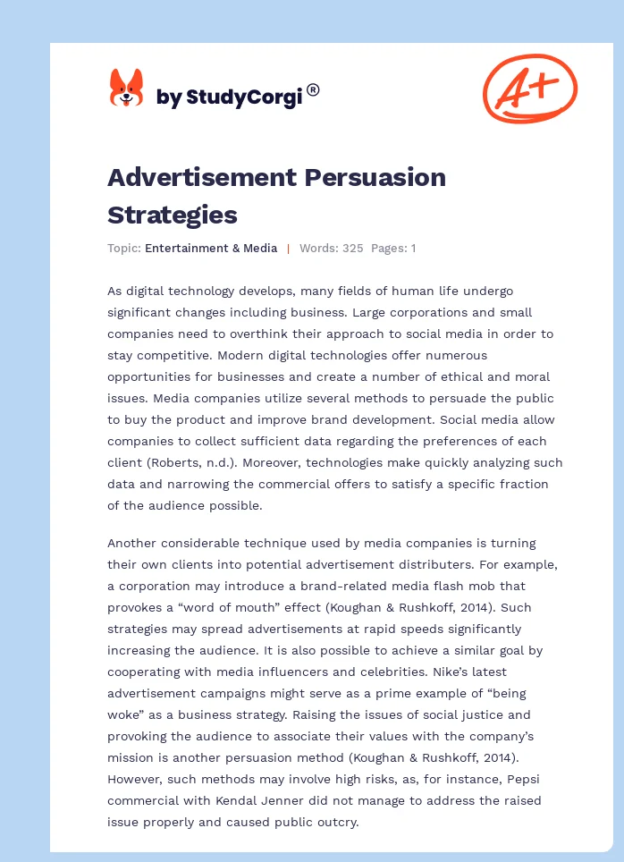 Advertisement Persuasion Strategies. Page 1