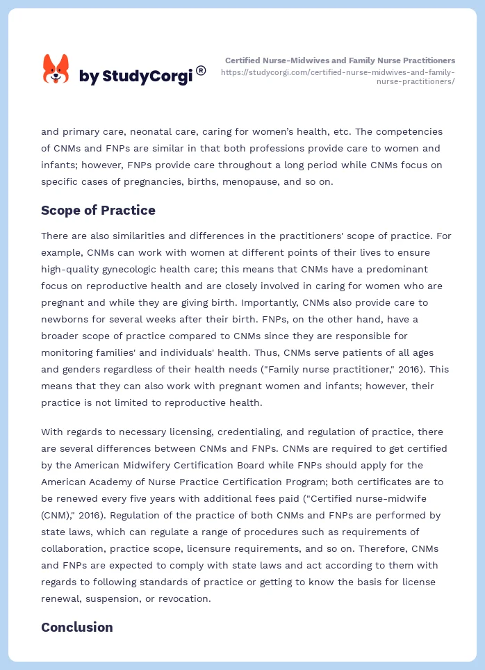 Certified Nurse-Midwives and Family Nurse Practitioners. Page 2
