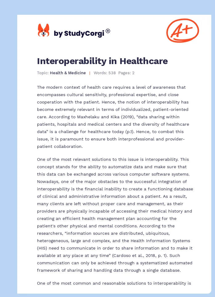 Interoperability in Healthcare. Page 1
