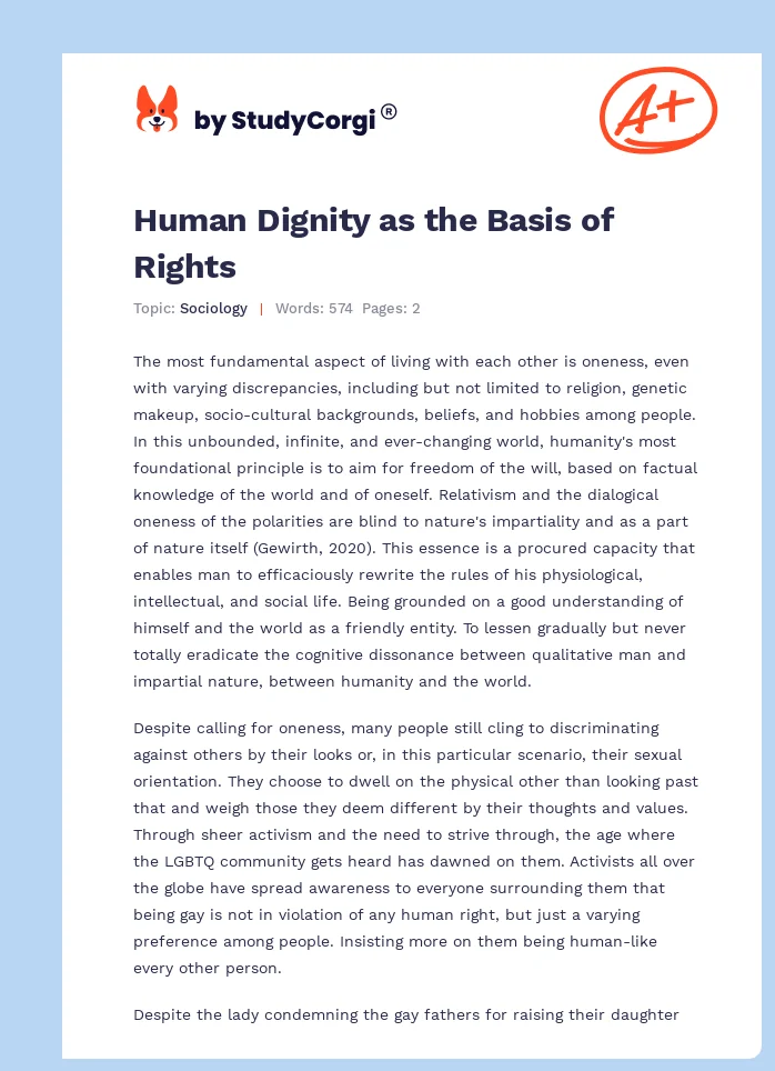 Human Dignity as the Basis of Rights. Page 1