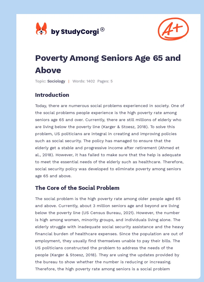 Poverty Among Seniors Age 65 and Above. Page 1