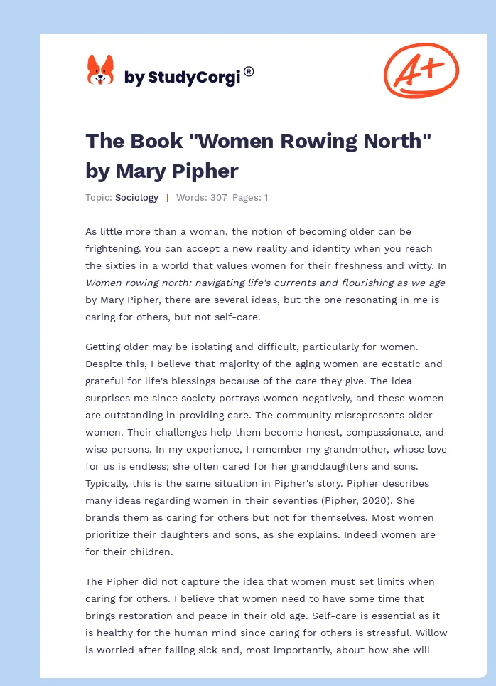 The Book "Women Rowing North" by Mary Pipher. Page 1
