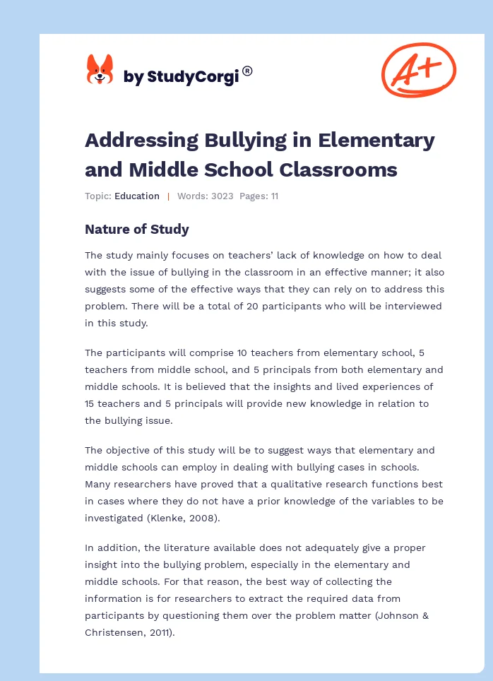 Addressing Bullying in Elementary and Middle School Classrooms. Page 1