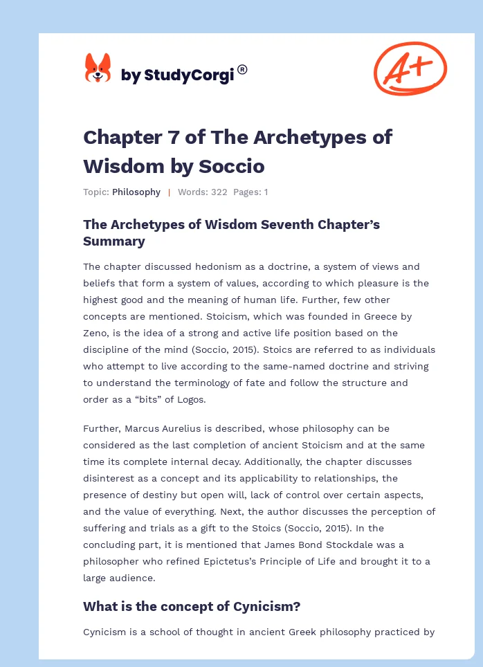 Chapter 7 of The Archetypes of Wisdom by Soccio. Page 1