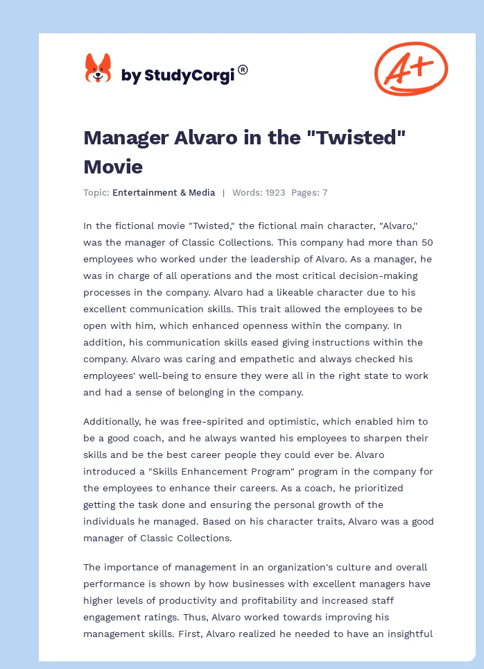 Manager Alvaro in the "Twisted" Movie. Page 1