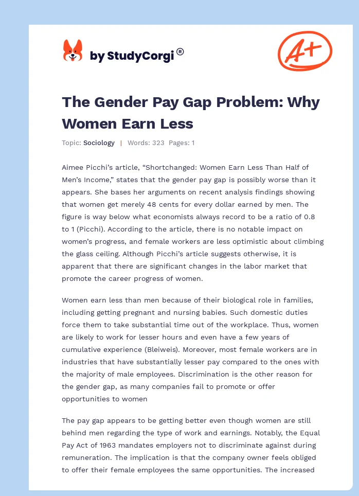 The Gender Pay Gap Problem: Why Women Earn Less. Page 1