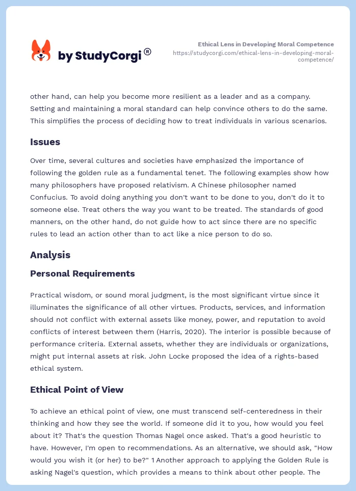 Ethical Lens in Developing Moral Competence. Page 2