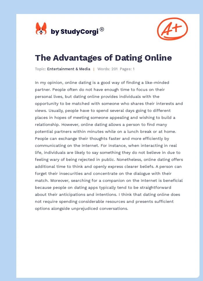 The Advantages of Dating Online. Page 1