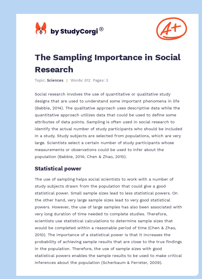 The Sampling Importance in Social Research. Page 1