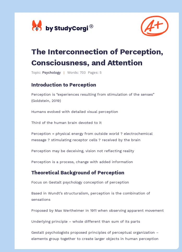 The Interconnection of Perception, Consciousness, and Attention. Page 1