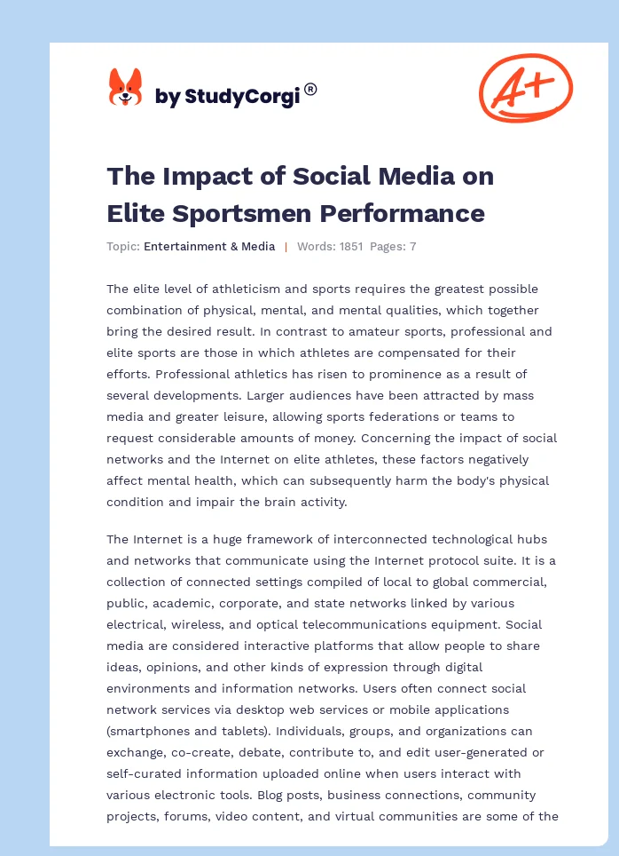 The Impact of Social Media on Elite Sportsmen Performance. Page 1