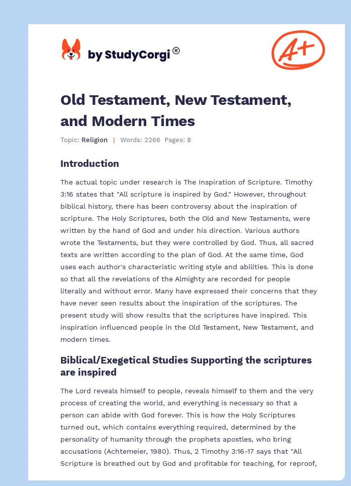Old Testament, New Testament, and Modern Times. Page 1