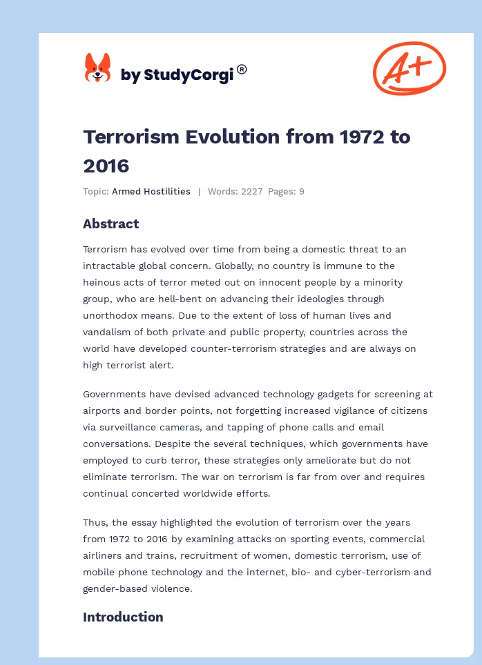 Terrorism Evolution from 1972 to 2016. Page 1
