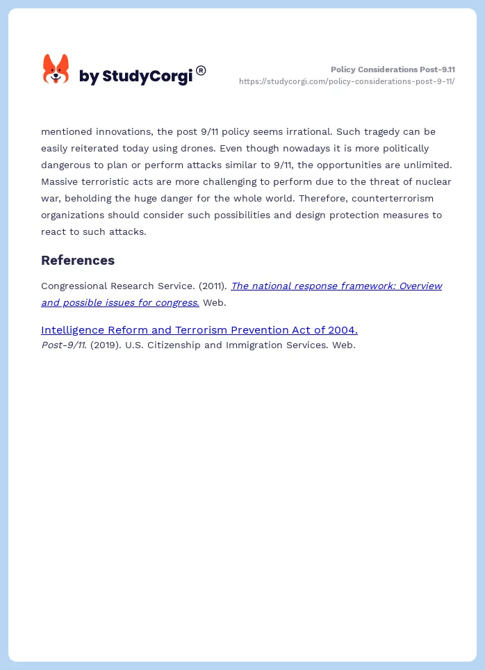 Policy Considerations Post-9.11. Page 2