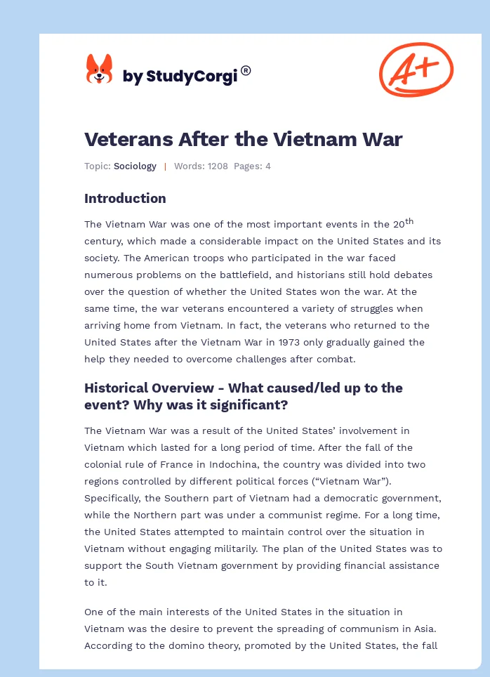 Veterans After the Vietnam War. Page 1