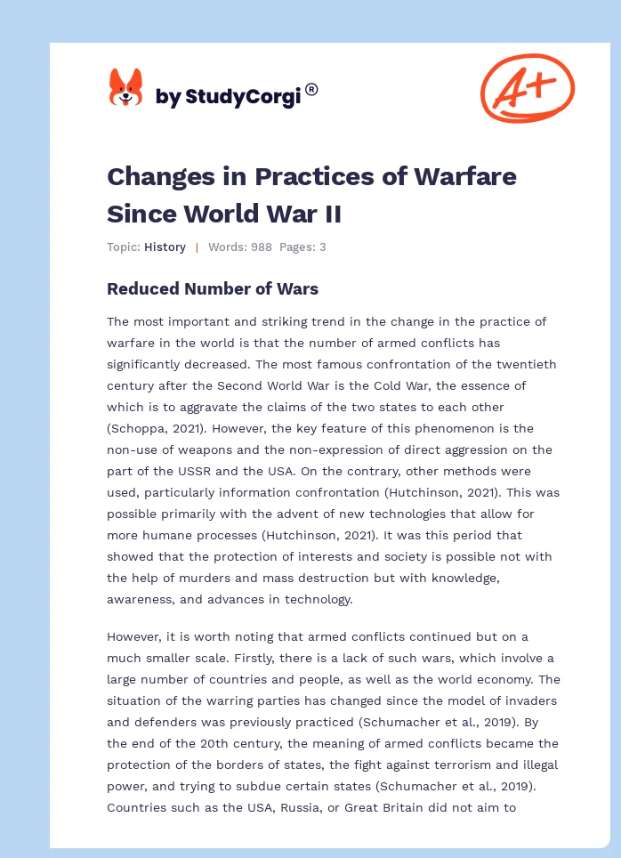 Changes in Practices of Warfare Since World War II. Page 1