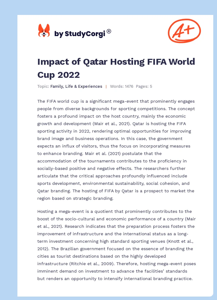 Impact of Qatar Hosting FIFA World Cup 2022. Page 1