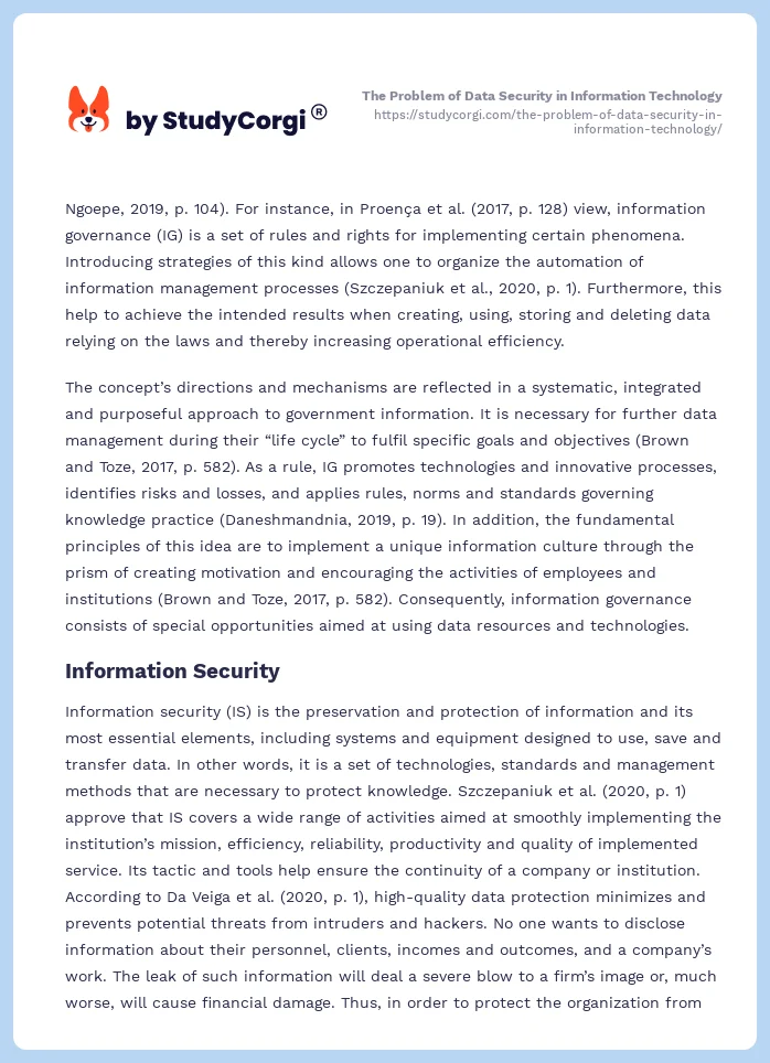 The Problem of Data Security in Information Technology. Page 2