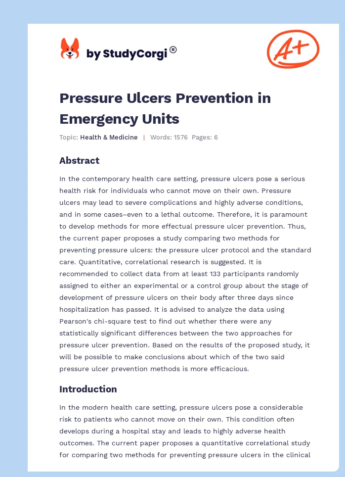 Pressure Ulcers Prevention in Emergency Units. Page 1