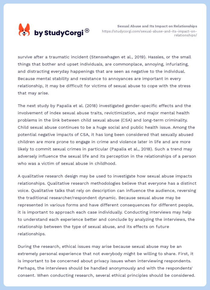 Sexual Abuse and Its Impact on Relationships. Page 2