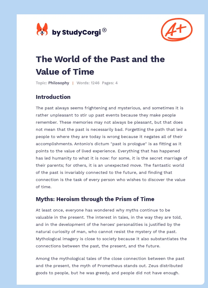 The World of the Past and the Value of Time. Page 1