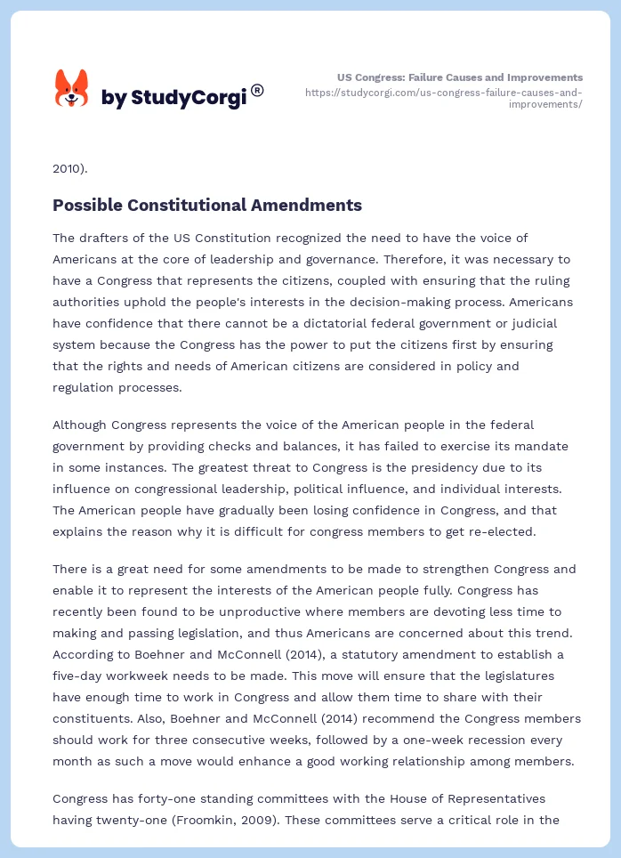 US Congress: Failure Causes and Improvements. Page 2