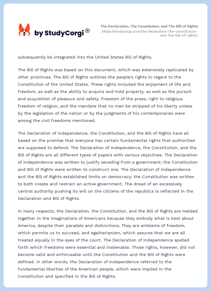 The Declaration, The Constitution, and The Bill of Rights. Page 2