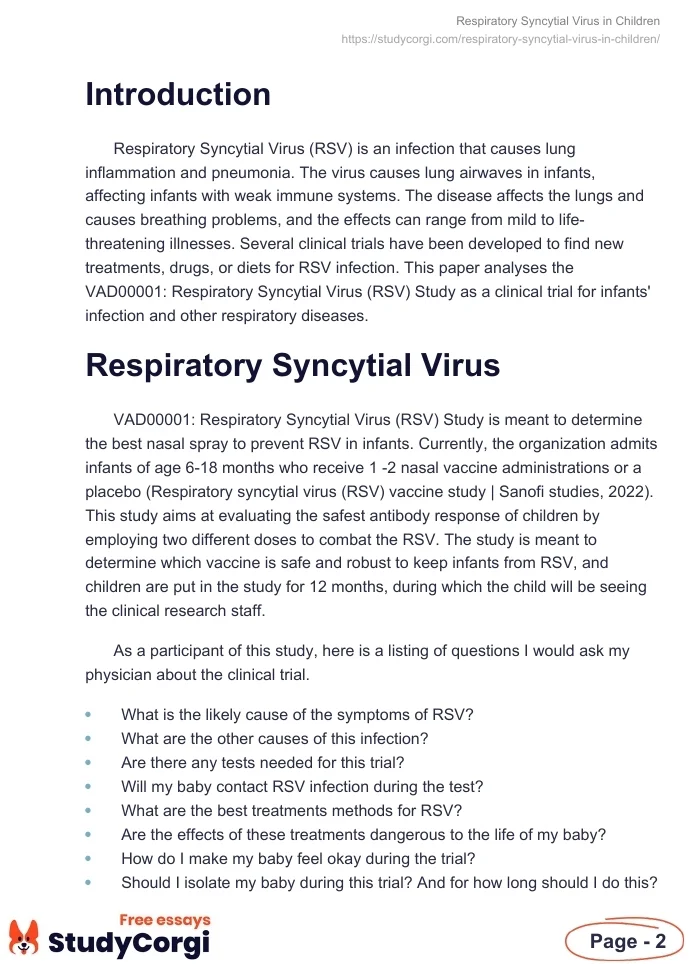 Respiratory Syncytial Virus in Children. Page 2