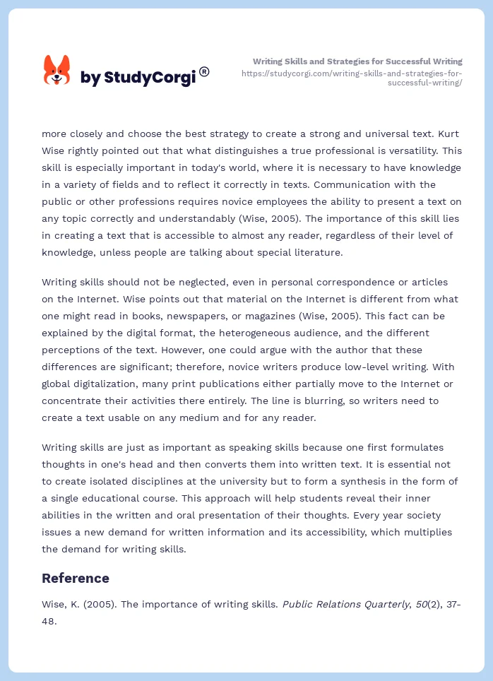 Writing Skills and Strategies for Successful Writing. Page 2