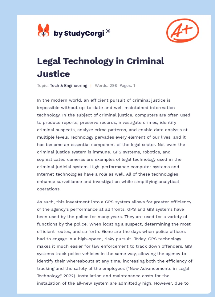 Legal Technology in Criminal Justice. Page 1