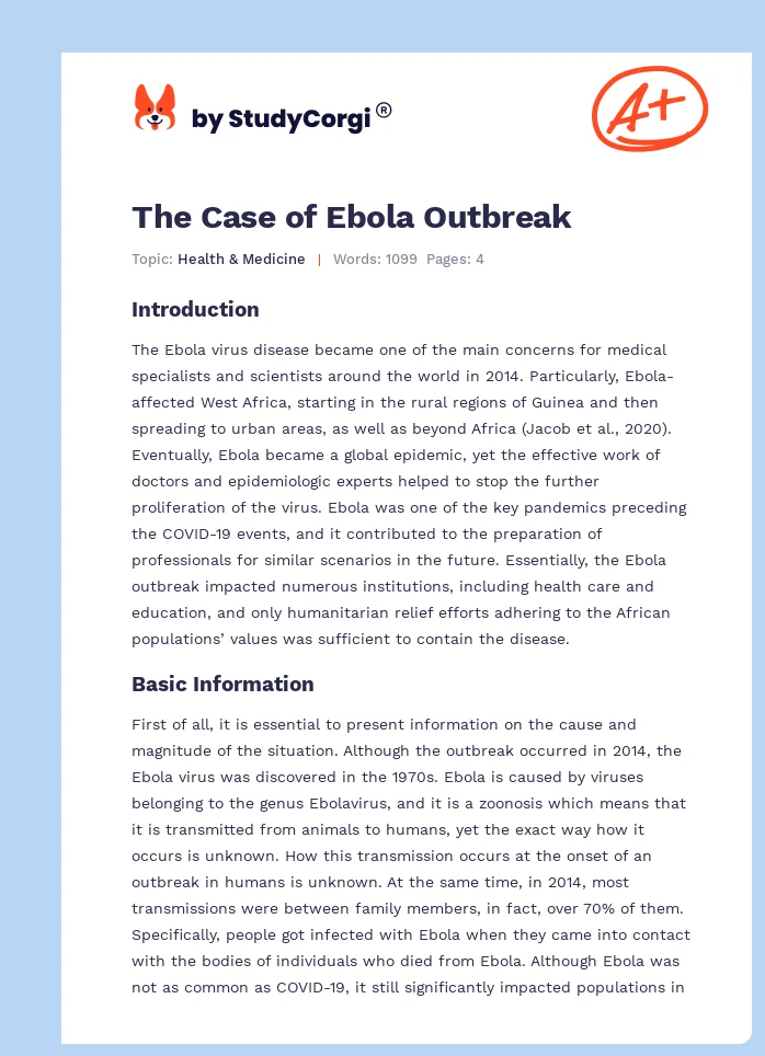 The Case of Ebola Outbreak. Page 1