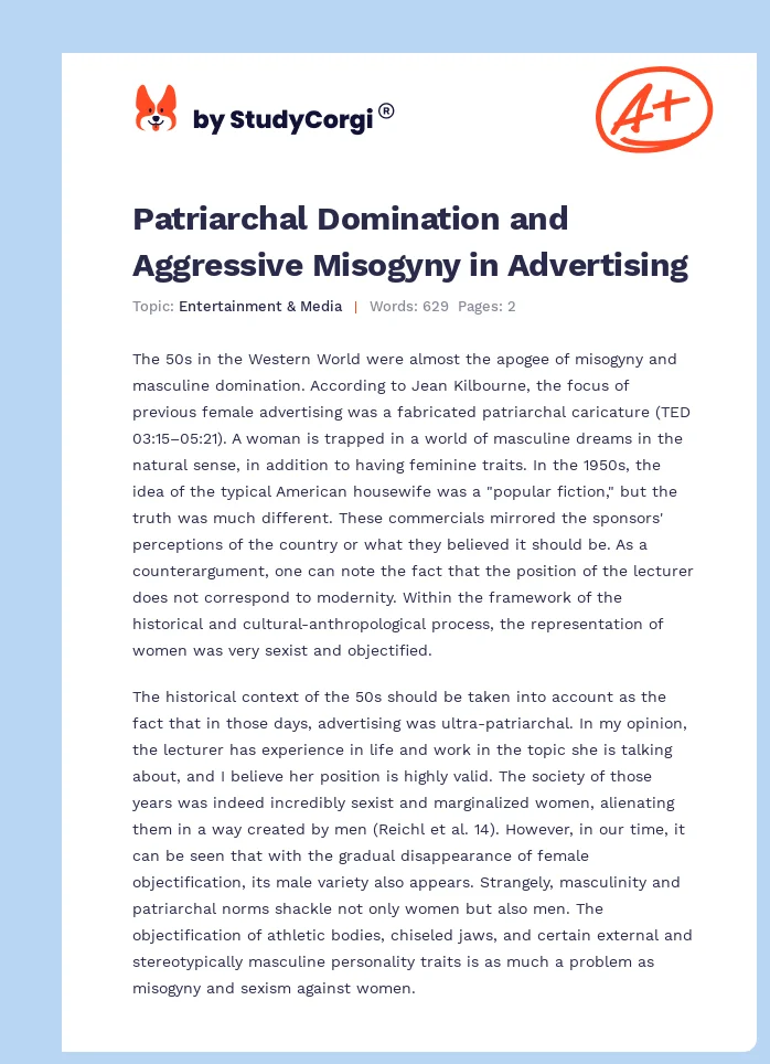 Patriarchal Domination and Aggressive Misogyny in Advertising. Page 1