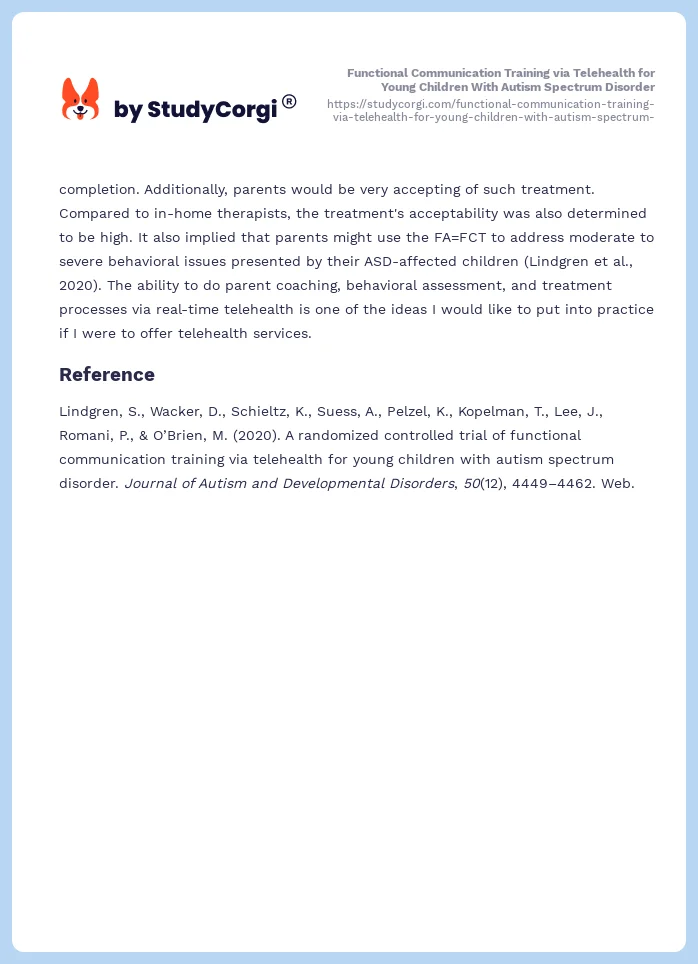 Functional Communication Training via Telehealth for Young Children With Autism Spectrum Disorder. Page 2