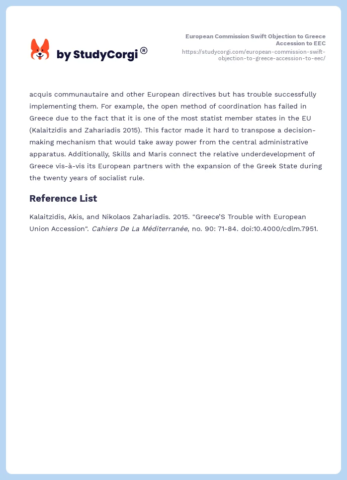 European Commission Swift Objection to Greece Accession to EEC. Page 2