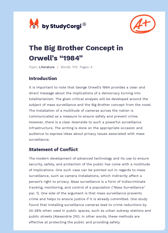 The Big Brother Concept in Orwell’s “1984”. Page 1