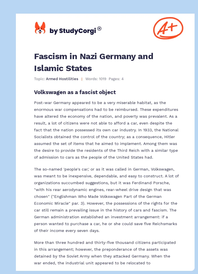 Fascism in Nazi Germany and Islamic States. Page 1