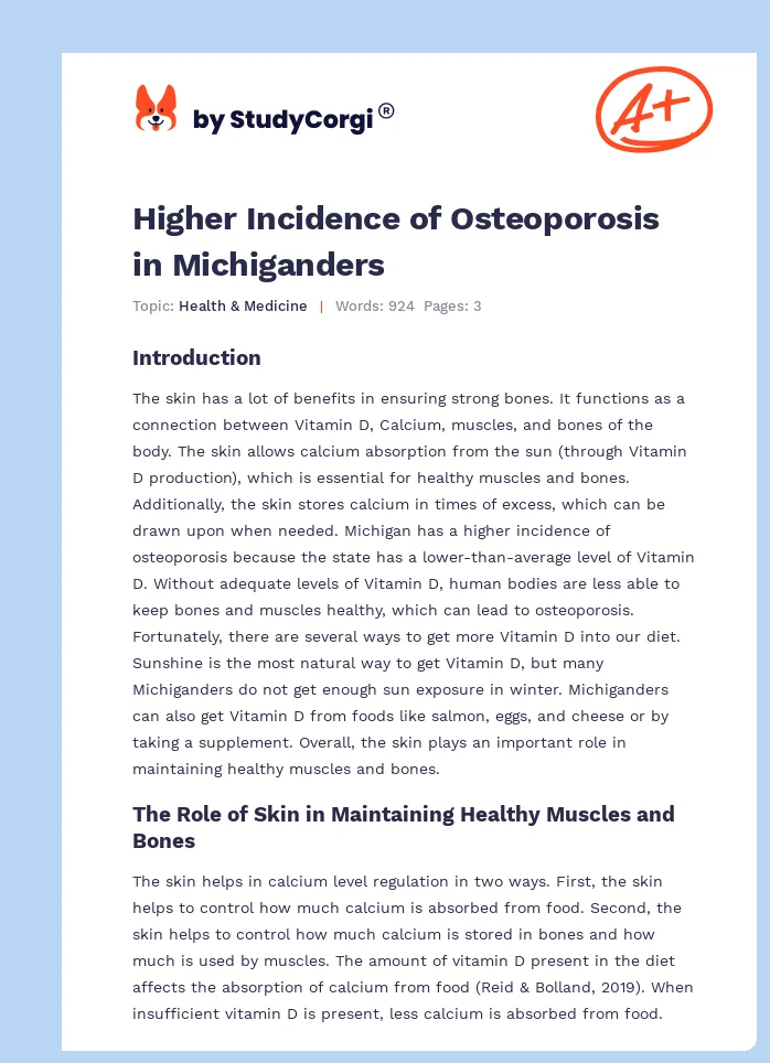 Higher Incidence of Osteoporosis in Michiganders. Page 1