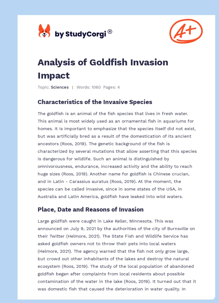 Analysis of Goldfish Invasion Impact. Page 1