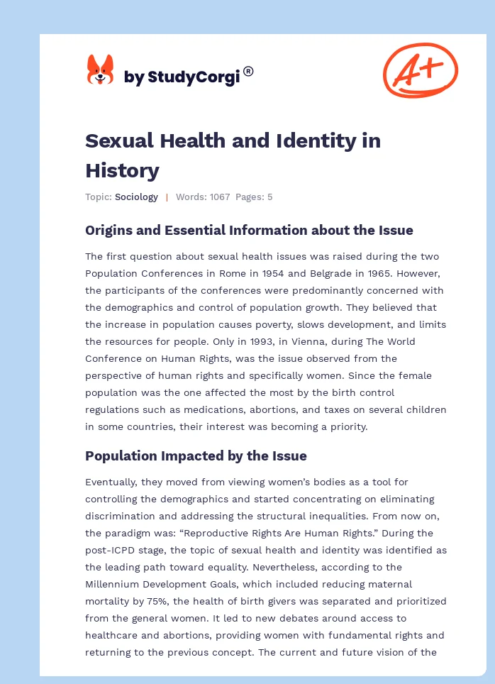 Sexual Health and Identity in History. Page 1