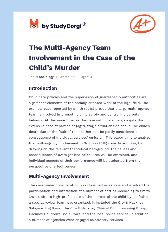 The Multi-Agency Team Involvement in the Case of the Child’s Murder. Page 1