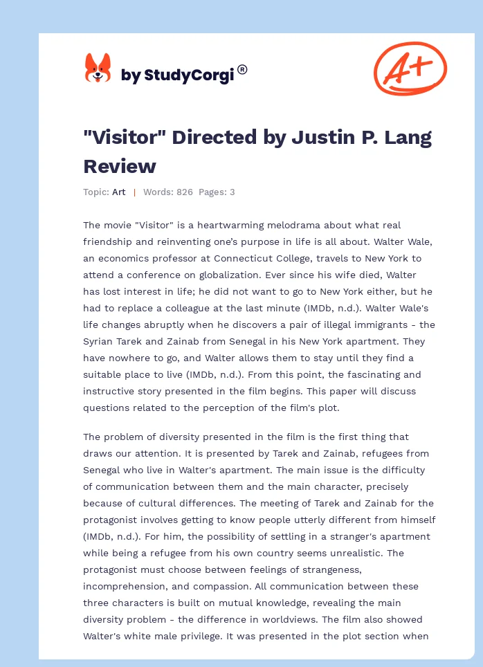 "Visitor" Directed by Justin P. Lang Review. Page 1
