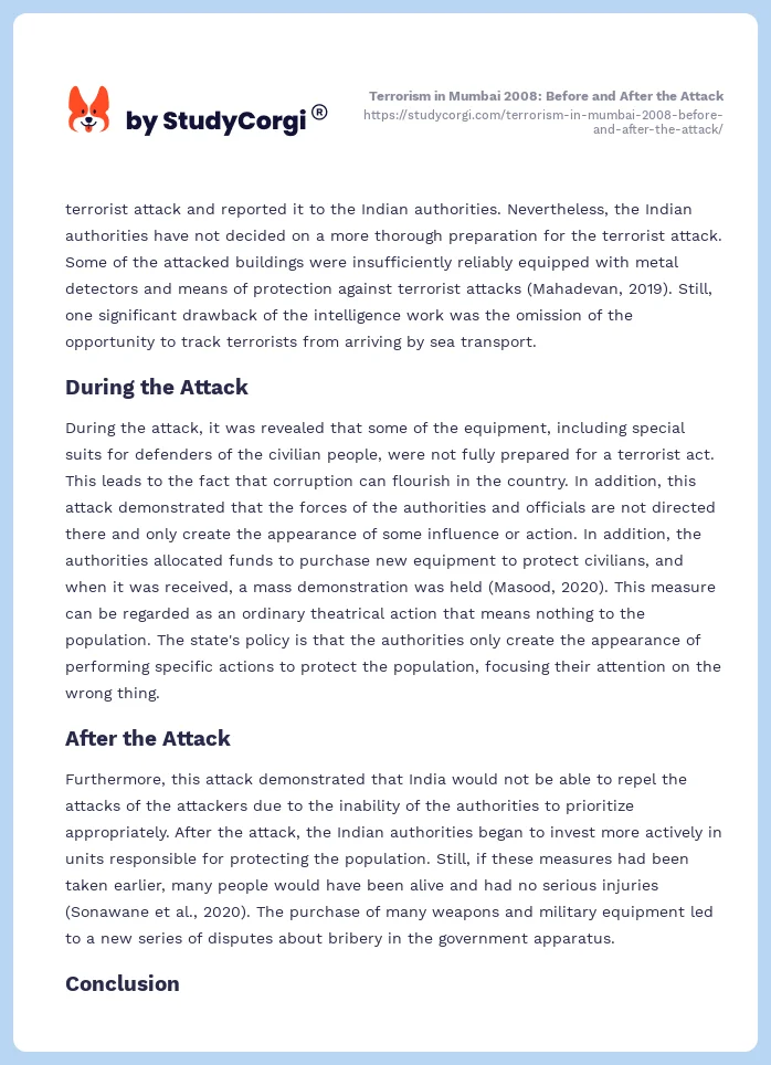 Terrorism in Mumbai 2008: Before and After the Attack. Page 2