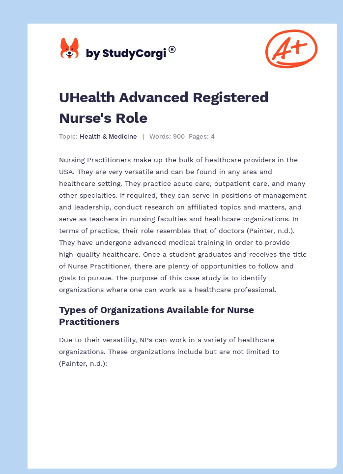 UHealth Advanced Registered Nurse's Role. Page 1