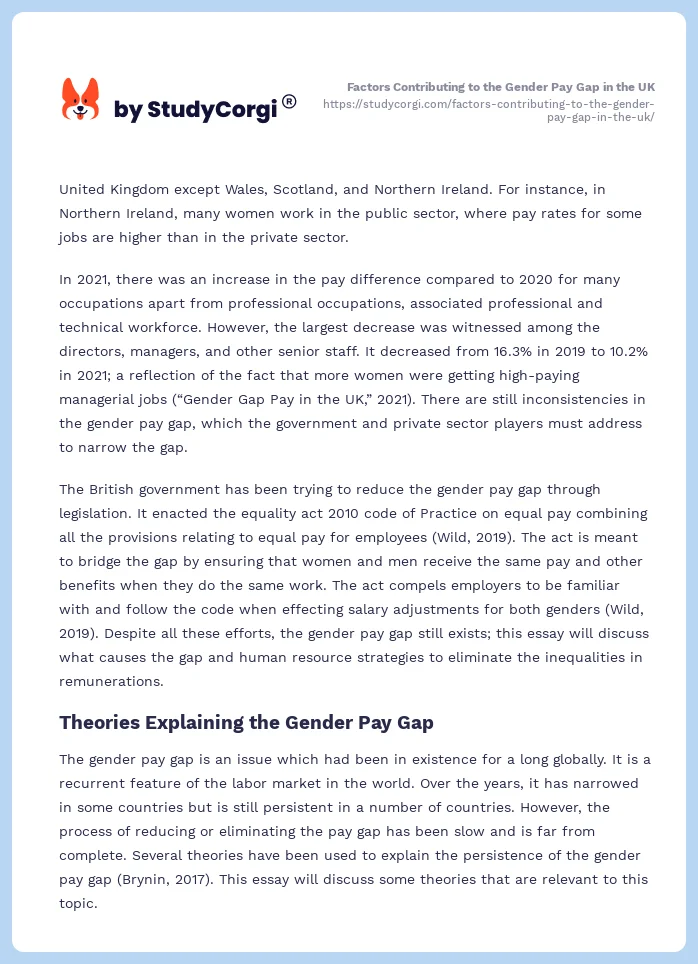 Factors Contributing to the Gender Pay Gap in the UK. Page 2