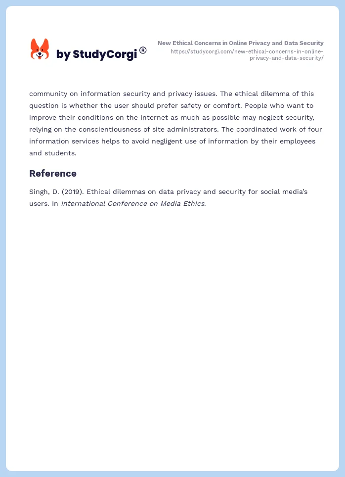 New Ethical Concerns in Online Privacy and Data Security. Page 2